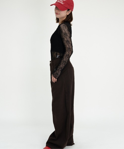 bashful base Oriental(バッシュフルベースオリエンタル)の「【bbO】ストレッチレースロングスリーブトップス(Tシャツ/カットソー・レディース・ブラック/アイボリー・FREE)」の9枚目の写真