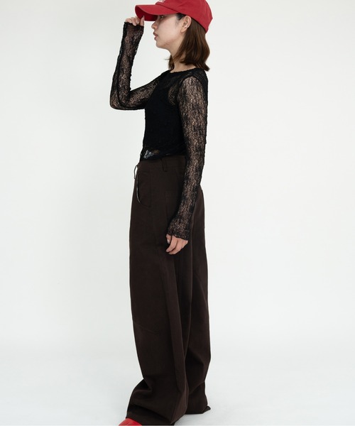 bashful base Oriental(バッシュフルベースオリエンタル)の「【bbO】ストレッチレースロングスリーブトップス(Tシャツ/カットソー・レディース・ブラック/アイボリー・FREE)」の10枚目の写真