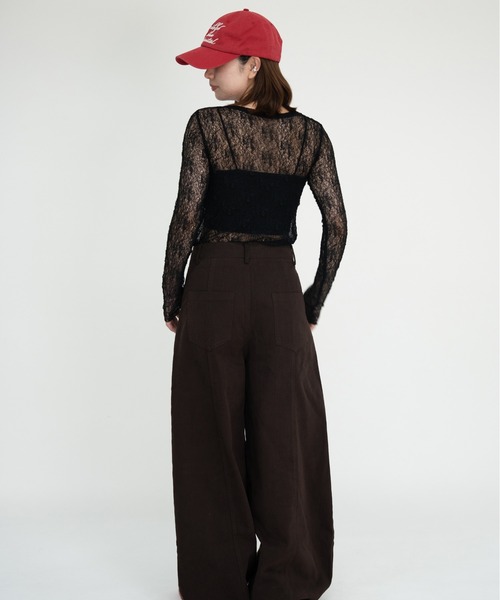bashful base Oriental(バッシュフルベースオリエンタル)の「【bbO】ストレッチレースロングスリーブトップス(Tシャツ/カットソー・レディース・ブラック/アイボリー・FREE)」の11枚目の写真