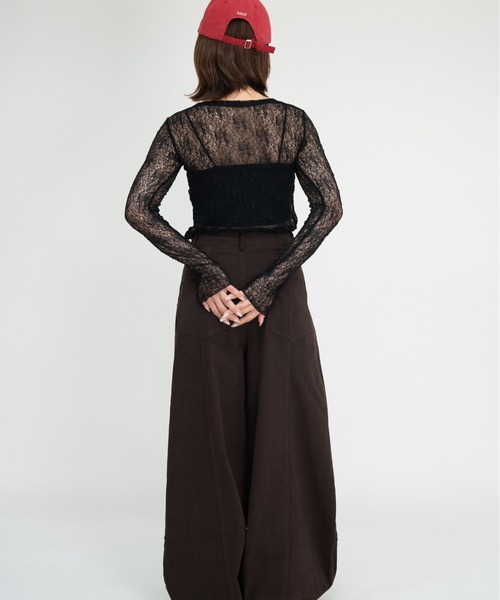 bashful base Oriental(バッシュフルベースオリエンタル)の「【bbO】ストレッチレースロングスリーブトップス(Tシャツ/カットソー・レディース・ブラック/アイボリー・FREE)」の12枚目の写真