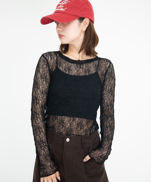 bashful base Oriental(バッシュフルベースオリエンタル)の「【bbO】ストレッチレースロングスリーブトップス(Tシャツ/カットソー・レディース・ブラック/アイボリー・FREE)」の15枚目の写真
