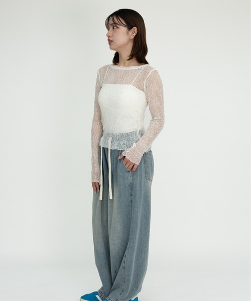 bashful base Oriental(バッシュフルベースオリエンタル)の「【bbO】ストレッチレースロングスリーブトップス(Tシャツ/カットソー・レディース・ブラック/アイボリー・FREE)」の18枚目の写真