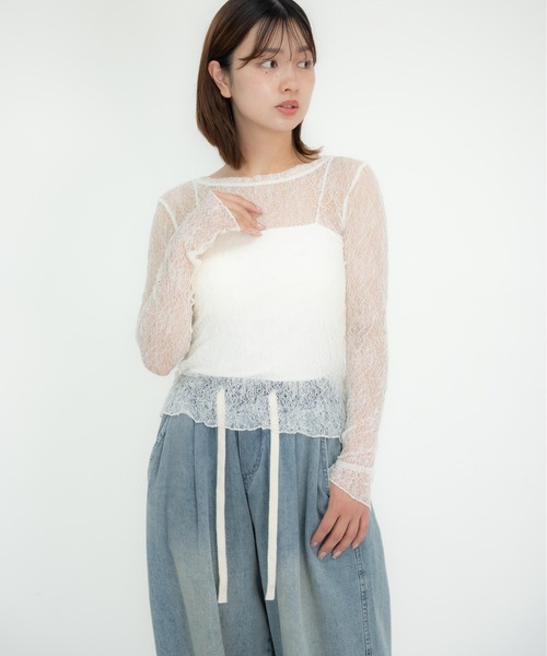 bashful base Oriental(バッシュフルベースオリエンタル)の「【bbO】ストレッチレースロングスリーブトップス(Tシャツ/カットソー・レディース・ブラック/アイボリー・FREE)」の20枚目の写真