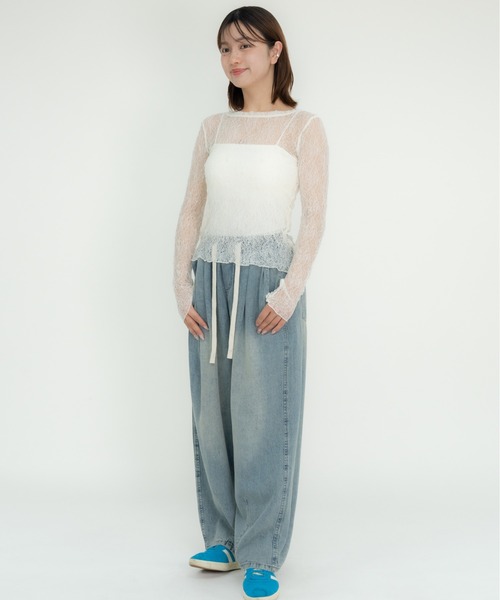 bashful base Oriental(バッシュフルベースオリエンタル)の「【bbO】ストレッチレースロングスリーブトップス(Tシャツ/カットソー・レディース・ブラック/アイボリー・FREE)」の22枚目の写真