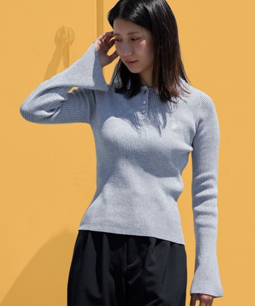 U.S. POLO ASSN.(ユーエスポロアッスン)の「U.S. POLO ASSN./ユーエスポロアッスン 二重襟フレアスリーブニット ロゴ刺繍 ニットポロ フェミニン ガーリー 韓国 2026年秋冬 冬服(ニット/セーター・レディース・グレー/ネイビー/アイボリー・M/L)」の1枚目の写真