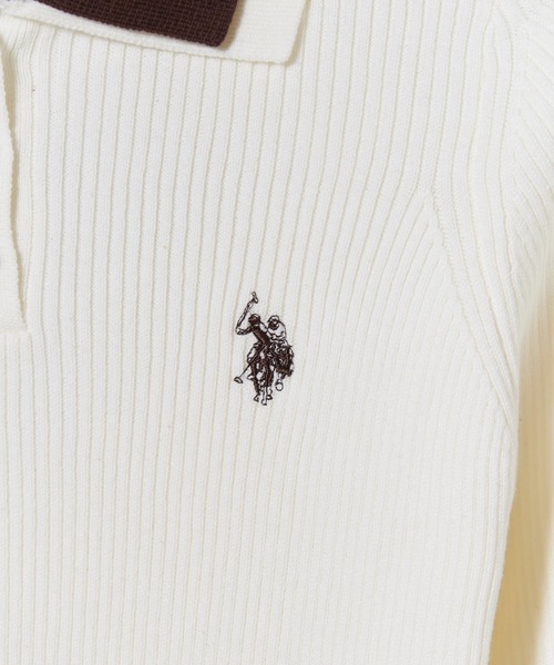 U.S. POLO ASSN.(ユーエスポロアッスン)の「U.S. POLO ASSN./ユーエスポロアッスン 二重襟フレアスリーブニット ロゴ刺繍 ニットポロ フェミニン ガーリー 韓国 2026年秋冬 冬服(ニット/セーター・レディース・グレー/ネイビー/アイボリー・M/L)」の4枚目の写真