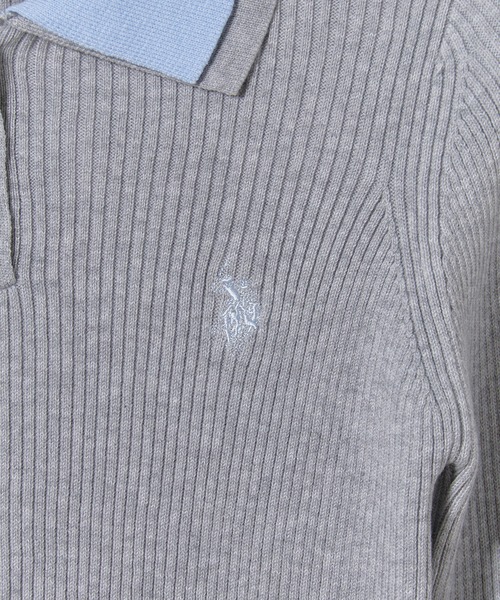 U.S. POLO ASSN.(ユーエスポロアッスン)の「U.S. POLO ASSN./ユーエスポロアッスン 二重襟フレアスリーブニット ロゴ刺繍 ニットポロ フェミニン ガーリー 韓国 2026年秋冬 冬服(ニット/セーター・レディース・グレー/ネイビー/アイボリー・M/L)」の5枚目の写真