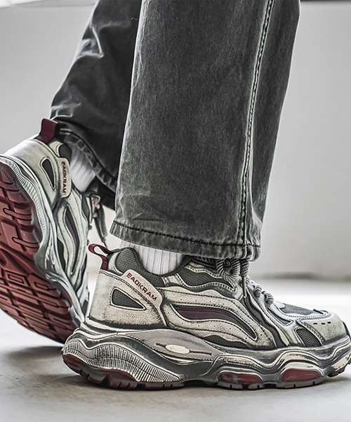 WESTBOY（ウエストボーイ）の「Y2K ヴィンテージ加工 5cm ボリュームハイソール ダッドスニーカー WO26W8SH09（スニーカー・メンズ・レッド/グリーン・44/43/42/41）」の13枚目の写真