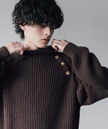 Rocky Monroe（ロッキーモンロー）の「オーバーサイズモックネックショルダーボタン畦編みニットセーター（ニット/セーター）」