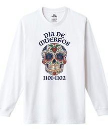 Ol' Basics(オール・ベーシックス) 長袖Tシャツ 死者の日 ドクロ 骸骨 プリント Tシャツ 長袖 トップス カットソー アメカジ カジュアル メンズ レディース ユニセックス