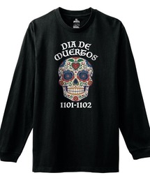 Ol' Basics（オール・ベーシックス） 長袖Tシャツ 死者の日 ドクロ 骸骨 プリント Tシャツ 長袖 トップス カットソー アメカジ カジュアル メンズ レディース ユニセックス