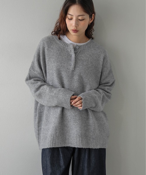 La-gemme(ラジェム)の「ヘンリーネック/ニットプルオーバー/シンプル(ニット/セーター・レディース・ブラウン/ブラック/アイボリー/グレー・フリー)」の16枚目の写真