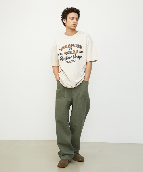BOOVOOM（ブーブーム）の「[ビッグサイズ] ワードロップ アンド ワークス ヴィンテージ Tシャツ（Tシャツ/カットソー・メンズ・ブルー/アイボリー/チャコール・XL/XXL/XXXL）」の5枚目の写真