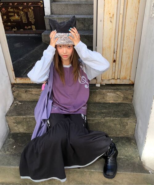 BAUF（バウフ）の「BUNNEY イヤーレイヤードスカート [チャコール]（スカート・レディース・その他・FREE）」の5枚目の写真