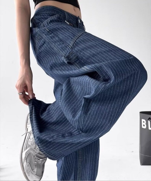 center i(センターアイ)の「ピンストライプ ワイドデニムパンツ(デニムパンツ・レディース・ブルー・M/S)」の9枚目の写真