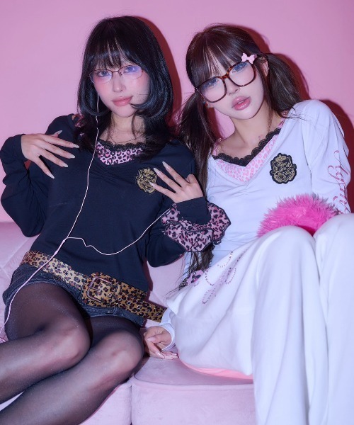 A'GEM9girl(エージェムナインガール)の「A'GEM/9 × .kom 『A'GEM/9 girl/エージェムナインガール』ヒョウ柄レイヤーロングスリーブ(Tシャツ/カットソー・レディース・ホワイト/ブラック・FREE)」の16枚目の写真