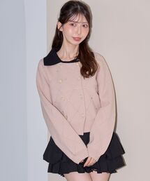 ダブル釦ビジューカーディガン