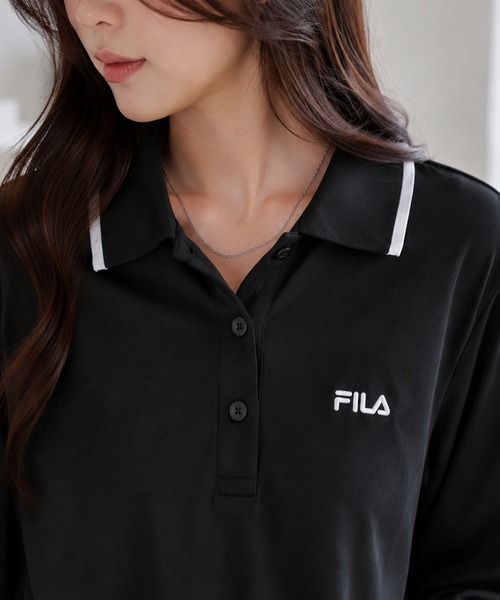 FILA(フィラ)の「【WEB別注】FILA フィラ L’S衿ライン入り長袖ポロシャツ ドライ 吸汗速乾(ポロシャツ・レディース・ホワイト/ネイビー/ブラック・L/M/LL)」の7枚目の写真