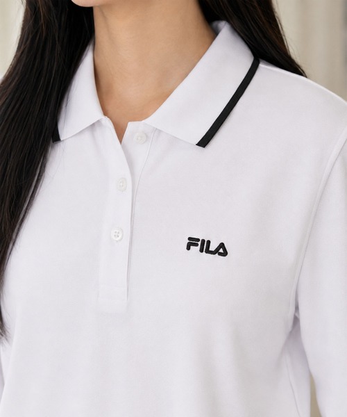 FILA(フィラ)の「【WEB別注】FILA フィラ L’S衿ライン入り長袖ポロシャツ ドライ 吸汗速乾(ポロシャツ・レディース・ホワイト/ネイビー/ブラック・L/M/LL)」の5枚目の写真