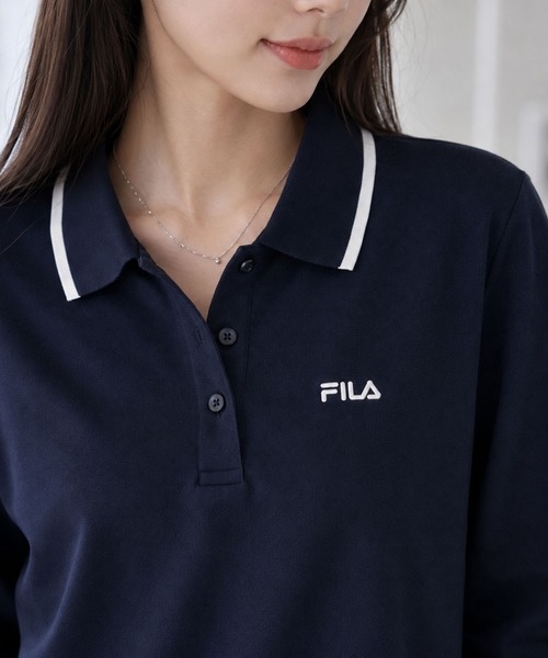 FILA(フィラ)の「【WEB別注】FILA フィラ L’S衿ライン入り長袖ポロシャツ ドライ 吸汗速乾(ポロシャツ・レディース・ホワイト/ネイビー/ブラック・L/M/LL)」の9枚目の写真