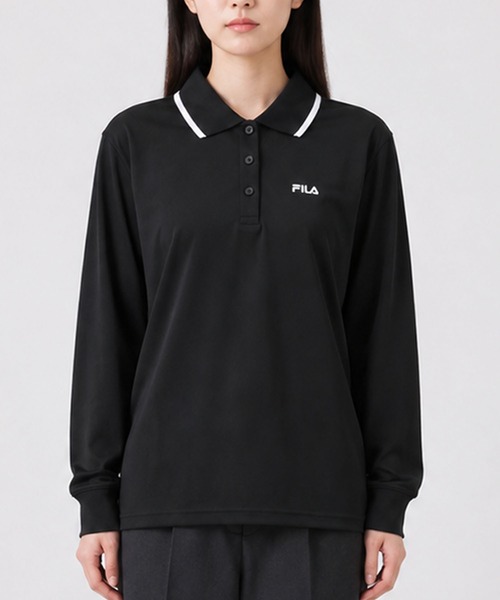 FILA(フィラ)の「【WEB別注】FILA フィラ L’S衿ライン入り長袖ポロシャツ ドライ 吸汗速乾(ポロシャツ・レディース・ホワイト/ネイビー/ブラック・L/M/LL)」の13枚目の写真