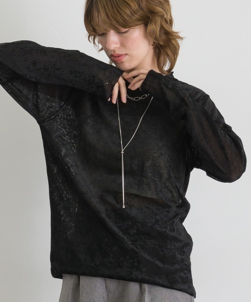le colis（ルコリ）の「レース×ベロアモックネック メロープルオーバー（Tシャツ/カットソー・レディース・ブラウン/オフホワイト/スミクロ/ベージュ/ブラック・FREE）」の22枚目の写真