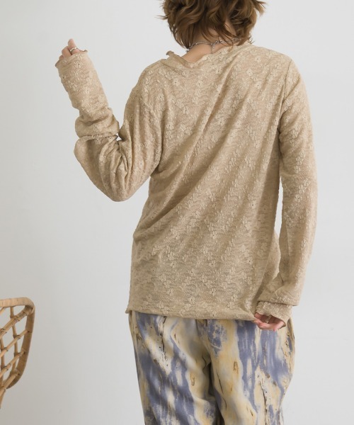 le colis（ルコリ）の「レース×ベロアモックネック メロープルオーバー（Tシャツ/カットソー・レディース・ブラウン/オフホワイト/スミクロ/ベージュ/ブラック・FREE）」の12枚目の写真