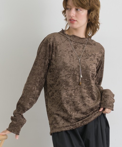 le colis（ルコリ）の「レース×ベロアモックネック メロープルオーバー（Tシャツ/カットソー・レディース・ブラウン/オフホワイト/スミクロ/ベージュ/ブラック・FREE）」の18枚目の写真