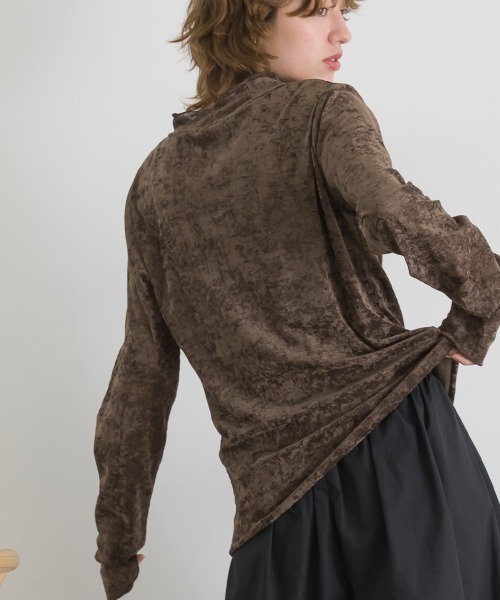 le colis（ルコリ）の「レース×ベロアモックネック メロープルオーバー（Tシャツ/カットソー・レディース・ブラウン/オフホワイト/スミクロ/ベージュ/ブラック・FREE）」の20枚目の写真