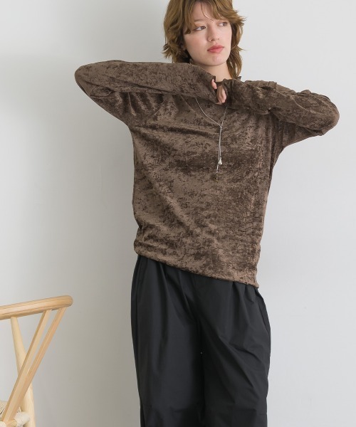 le colis（ルコリ）の「レース×ベロアモックネック メロープルオーバー（Tシャツ/カットソー・レディース・ブラウン/オフホワイト/スミクロ/ベージュ/ブラック・FREE）」の21枚目の写真