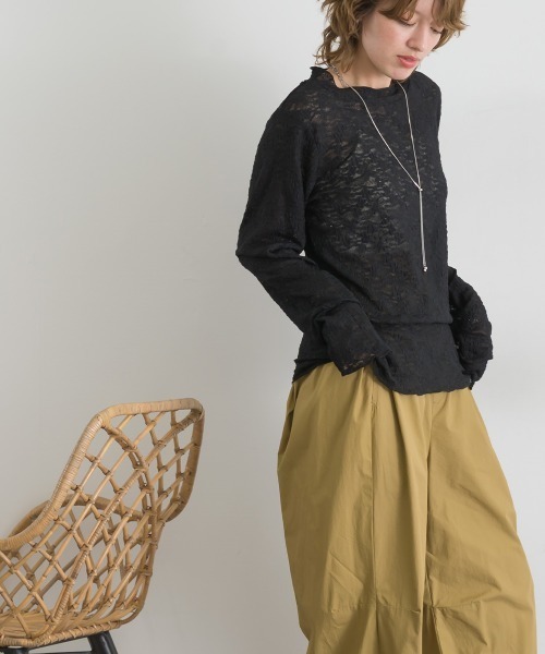 le colis（ルコリ）の「レース×ベロアモックネック メロープルオーバー（Tシャツ/カットソー・レディース・ブラウン/オフホワイト/スミクロ/ベージュ/ブラック・FREE）」の15枚目の写真