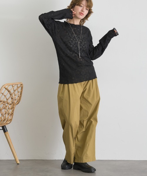 le colis（ルコリ）の「レース×ベロアモックネック メロープルオーバー（Tシャツ/カットソー・レディース・ブラウン/オフホワイト/スミクロ/ベージュ/ブラック・FREE）」の17枚目の写真