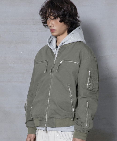 XTONZ(エクストーンズ)の「XJ141 マルチジッパー クロップ MA-1ジャケット (KHAKI)(ブルゾン・レディース・その他・MEDIUM/LARGE)」の10枚目の写真