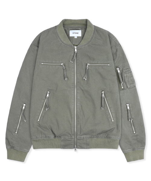 XTONZ(エクストーンズ)の「XJ141 マルチジッパー クロップ MA-1ジャケット (KHAKI)(ブルゾン・レディース・その他・MEDIUM/LARGE)」の7枚目の写真