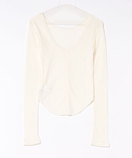 CLANE(クラネ)の「CLANE W FACE WOOL RIB TOPS(Tシャツ/カットソー・レディース・ダークグレー/ブラック/ホワイト・1/2)」の9枚目の写真
