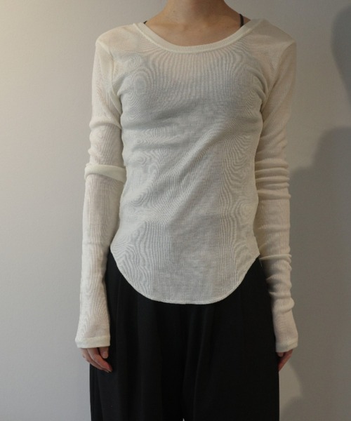 CLANE(クラネ)の「CLANE W FACE WOOL RIB TOPS(Tシャツ/カットソー・レディース・ダークグレー/ブラック/ホワイト・1/2)」の1枚目の写真