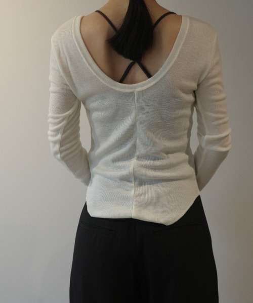 CLANE(クラネ)の「CLANE W FACE WOOL RIB TOPS(Tシャツ/カットソー・レディース・ダークグレー/ブラック/ホワイト・1/2)」の5枚目の写真