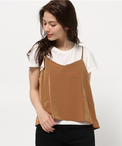 earth music&ecology（アースミュージックアンドエコロジー）の「【2016Summer】【SET ITEM】キャミソール+Tシャツセット（Tシャツ/カットソー・レディース・ブラック/カーキ/サックスブルー/オレンジ・SMALL/MEDIUM）」の4枚目の写真