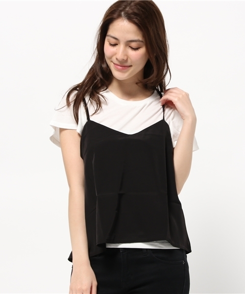 earth music&ecology（アースミュージックアンドエコロジー）の「【2016Summer】【SET ITEM】キャミソール+Tシャツセット（Tシャツ/カットソー・レディース・ブラック/カーキ/サックスブルー/オレンジ・SMALL/MEDIUM）」の2枚目の写真