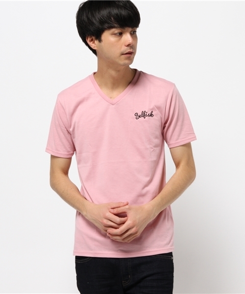 VENCEEXCHANGE（ヴァンスエクスチェンジ）の「ワンポイント刺繍半袖T（Tシャツ/カットソー・メンズ・オフホワイト/コーラル/ピンク/ブラック・MEDIUM/SMALL/LARGE）」の3枚目の写真