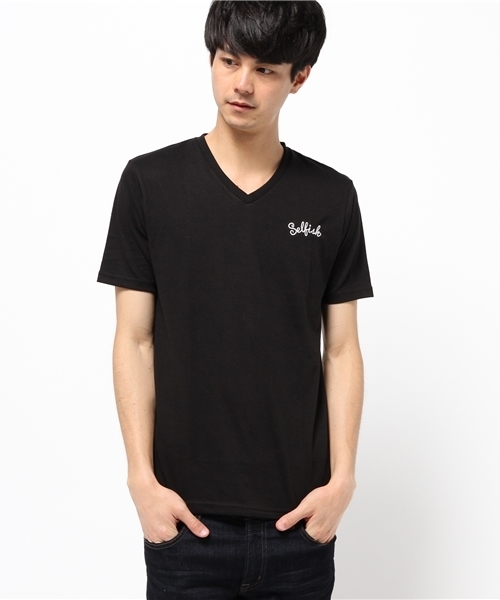 VENCEEXCHANGE（ヴァンスエクスチェンジ）の「ワンポイント刺繍半袖T（Tシャツ/カットソー・メンズ・オフホワイト/コーラル/ピンク/ブラック・MEDIUM/SMALL/LARGE）」の2枚目の写真