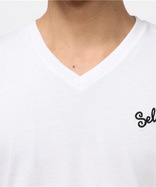 VENCEEXCHANGE（ヴァンスエクスチェンジ）の「ワンポイント刺繍半袖T（Tシャツ/カットソー・メンズ・オフホワイト/コーラル/ピンク/ブラック・MEDIUM/SMALL/LARGE）」の7枚目の写真