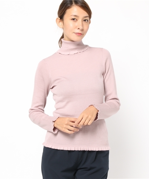 TO BE CHIC - トゥービーシック【美品】シルクカシミヤ混ウール タートルフリルリブニット TO BE CHIC（トゥー ビー シック）の「シルクカカシミヤ混リブ