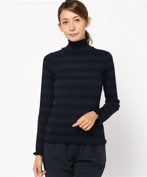 TO BE CHIC - トゥービーシック【美品】シルクカシミヤ混ウール タートルフリルリブニット TO BE CHIC（トゥー ビー シック）の「シルクカカシミヤ混リブ
