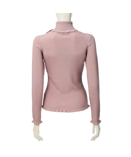 トゥービーシック【美品】シルクカシミヤ混ウール タートルフリルリブニット トゥービーシック TO BE CHIC シルクカシミヤブレンド リブ ニット