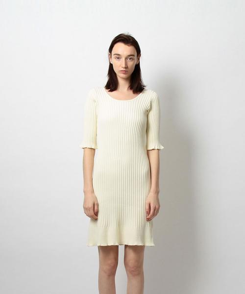 Steven Alan（スティーブンアラン）の「＜Steven Alan＞RIB KNIT SHORT SLEEVE ONE-PIECE/ﾜﾝﾋﾟｰｽ◆（ワンピース・レディース・オフホワイト/オレンジ/ダークグリーン・FREE）」の2枚目の写真
