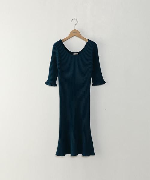Steven Alan（スティーブンアラン）の「＜Steven Alan＞RIB KNIT SHORT SLEEVE ONE-PIECE/ﾜﾝﾋﾟｰｽ◆（ワンピース・レディース・オフホワイト/オレンジ/ダークグリーン・FREE）」の3枚目の写真