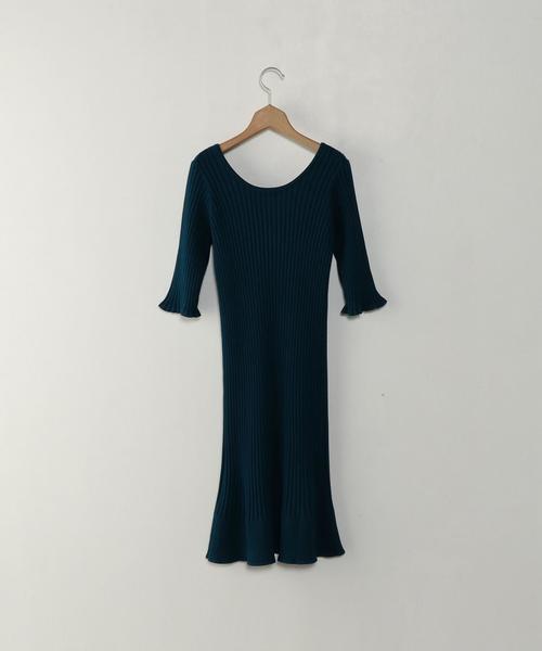 Steven Alan（スティーブンアラン）の「＜Steven Alan＞RIB KNIT SHORT SLEEVE ONE-PIECE/ﾜﾝﾋﾟｰｽ◆（ワンピース・レディース・オフホワイト/オレンジ/ダークグリーン・FREE）」の4枚目の写真