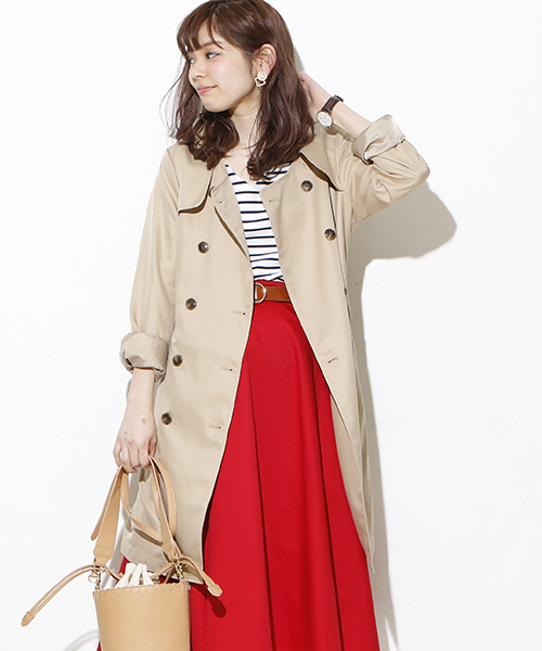 natural couture(ナチュラルクチュール)の「ノーカラートレンチ(トレンチコート・レディース・ライトベージュ/ベージュ・FREE)」の4枚目の写真
