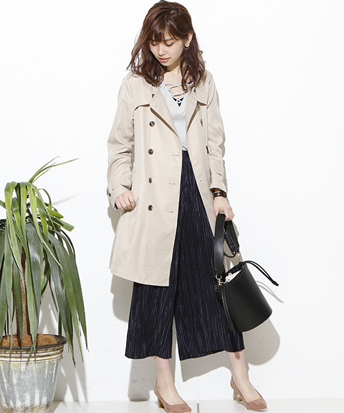 natural couture(ナチュラルクチュール)の「ノーカラートレンチ(トレンチコート・レディース・ライトベージュ/ベージュ・FREE)」の5枚目の写真